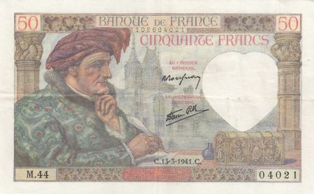 France 50 Francs Jacques Coeur - 13-03-1941 - Série M.44 - TTB