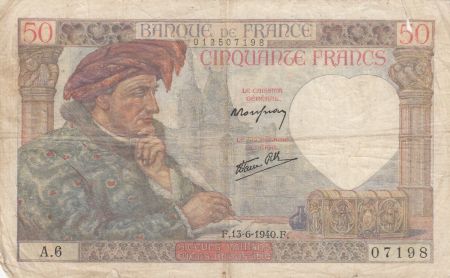 France 50 Francs Jacques Coeur - 13-06-1940 - Série A.6