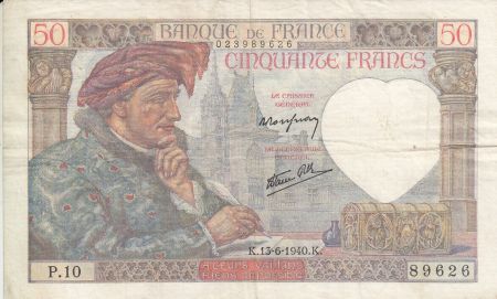 France 50 Francs Jacques Coeur - 13-06-1940 - Série P.10