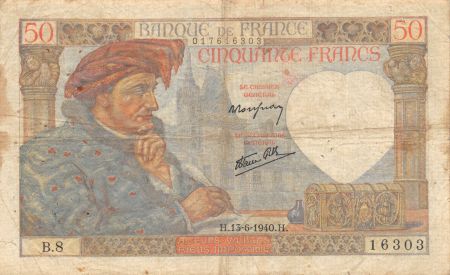 France 50 Francs Jacques Coeur - 13-06-1940 Série B.8 - TB