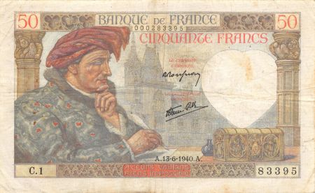 France 50 Francs Jacques Coeur - 13-06-1940 Série C.1 - TTB