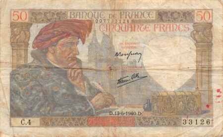 France 50 Francs Jacques Coeur - 13-06-1940 Série C.4 - TB