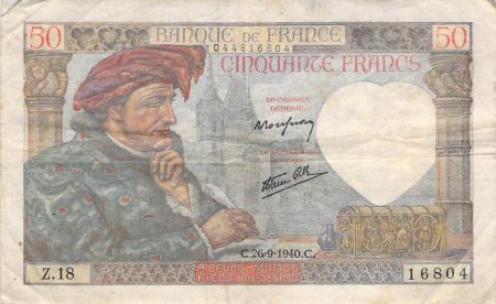 France 50 Francs Jacques Coeur - 13-06-1940 Série E.8 - TB