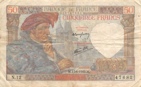 France 50 Francs Jacques Coeur - 13-06-1940 Série N.12 - TTB