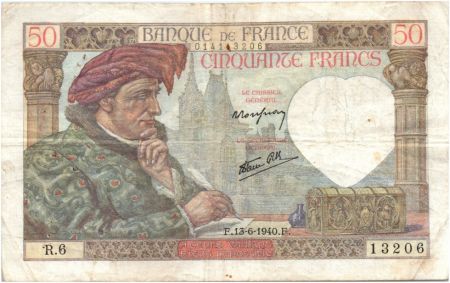 France 50 Francs Jacques Coeur - 13-06-1940 Série R.6