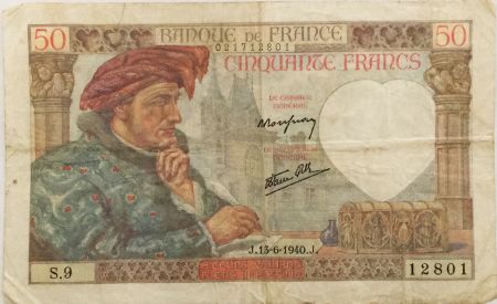 France 50 Francs Jacques Coeur - 13-06-1940 Série S.9 - TTB