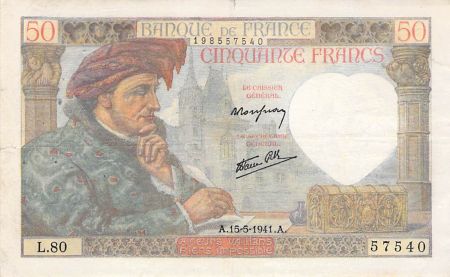 France 50 Francs Jacques Coeur - 15-05-1941 Série L.80 - PTTB