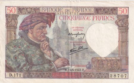 France 50 Francs Jacques Coeur - 15-05-1942 - Série D.171