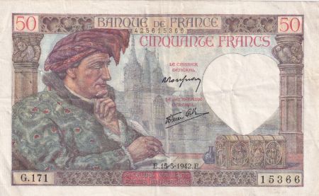 France 50 Francs Jacques Coeur - 15-05-1942 - Série G.171