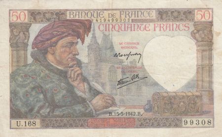 France 50 Francs Jacques Coeur - 15-05-1942 Série U.168