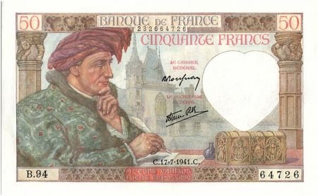 France 50 Francs Jacques Coeur - 17-07-1941 Série B.94