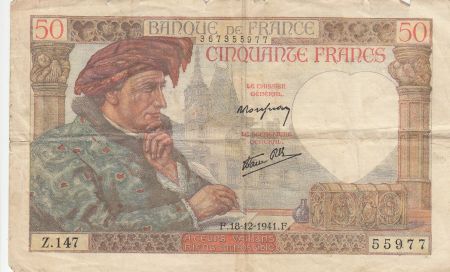 France 50 Francs Jacques Coeur - 18-12-1941 - Série Z.147