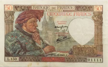 France 50 Francs Jacques Coeur - 18-12-1941 Série L.150 - TTB+