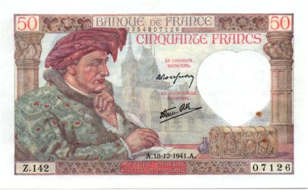 France 50 Francs Jacques Coeur - 18-12-1941 Série Z.142