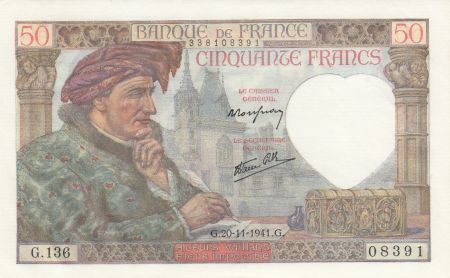 France 50 Francs Jacques Coeur - 20-11-1941 Série G.136