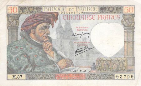 France 50 Francs Jacques Coeur - 23-01-1941 Série M.37 - TB+