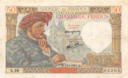 France 50 Francs Jacques Coeur - 23-01-1941 Série X.28 - TTB