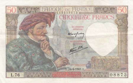 France 50 Francs Jacques Coeur - 24-04-1941 Série L.76