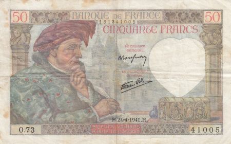 France 50 Francs Jacques Coeur - 24-04-1941 Série O.73