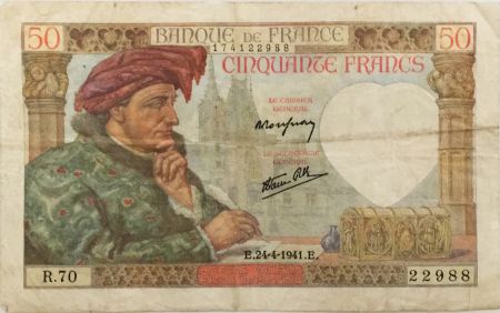 France 50 Francs Jacques Coeur - 24-04-1941 Série R.70 - TTB