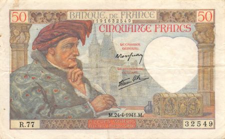France 50 Francs Jacques Coeur - 24-04-1941 Série R.77 - TTB