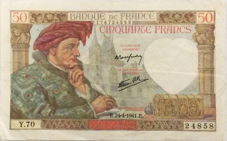 France 50 Francs Jacques Coeur - 24-04-1941 Série Y.70 - TTB