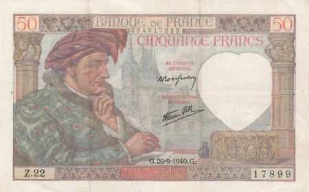 France 50 Francs Jacques Coeur - 26-09-1940 - Série Z.22 - TTB