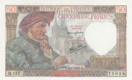 France 50 Francs Jacques Coeur -08-01-1942 - Série H.157- P.Neuf