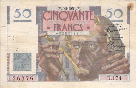 France 50 Francs Le Verrier - 01-02-1951 - Série D.174 - TB