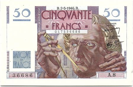 France 50 Francs Le Verrier - 02-05-1946 - Série A.8 - TTB +
