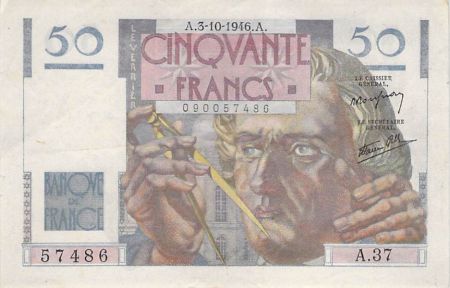 France 50 Francs Le Verrier - 03-10-1946 - Série A.37 - TTB