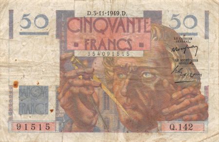 France 50 Francs Le Verrier - 03-11-1949 Série Q.142 - TB