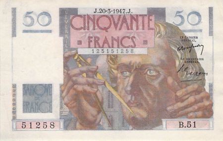 France 50 Francs Le Verrier - 20-03-1947 - Série B.51 - TTB+