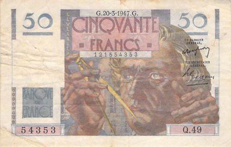 France 50 Francs Le Verrier - 20-03-1947 - Série Q.49 - TB