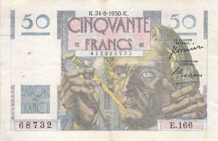 France 50 Francs Le Verrier - 24-08-1950 - Série E.166 - TB