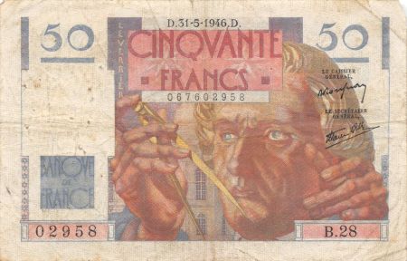 France 50 Francs Le Verrier - 31-05-1946 Série B.28 - TB