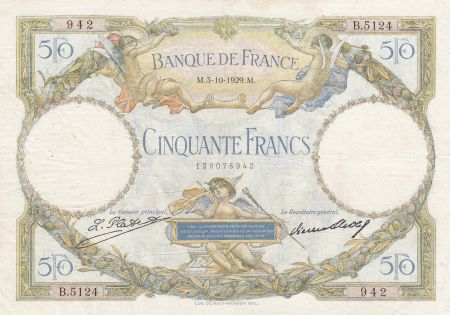 France 50 Francs LO Merson - 03-10-1929 Série B.5124 - p.TB