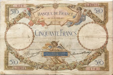 France 50 Francs LO Merson - 23-03-1933 Série G.12875 - PTB