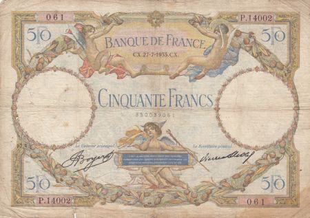 France 50 Francs LO Merson - 27-07-1933 Série P.14002 - B+