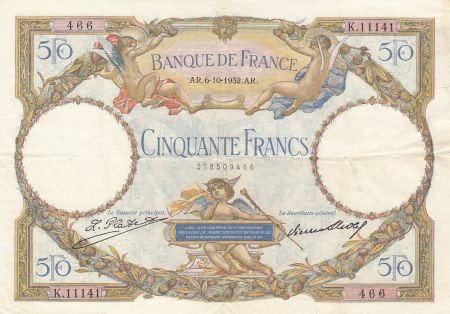 France 50 Francs Luc Olivier Merson - 06-10-1932 Série K.11141 - TTB