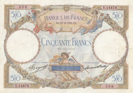 France 50 Francs Luc Olivier Merson - 12-10-1933 Série Y.14478