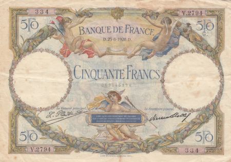 France 50 Francs Luc Olivier Merson - 25-08-1928 Série V.2794