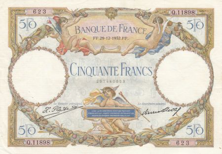 France 50 Francs Luc Olivier Merson - 29-12-1932 Série Q.11898 - SUP