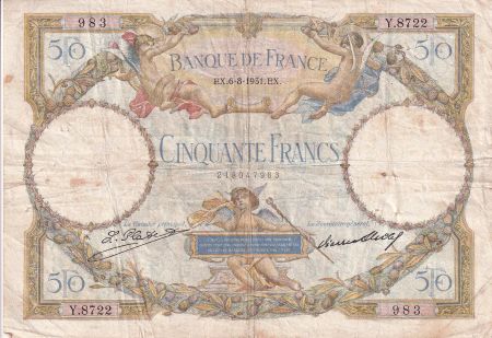 France 50 Francs Luc Olivier Merson modifié - 06-08-1931 - Série Y.8722 - Fay.16.02