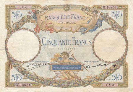France 50 Francs Luc Olivier Merson modifié - 08-09-1932 - Série M.10951