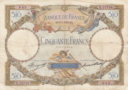 France 50 Francs Luc Olivier Merson modifié - 09-03-1933 - Série X.12726