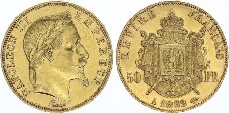 France 50 Francs Napoléon III Tête Laurée - 1862 A Paris - Or