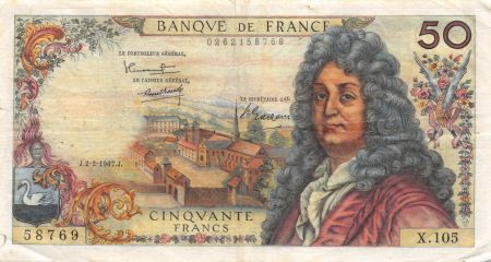 France 50 Francs Racine - 02-02-1967 Série X.105 - TTB