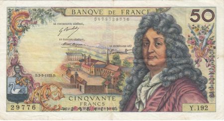 France 50 Francs Racine - 02-03-1972 Série Y.192 - PTTB