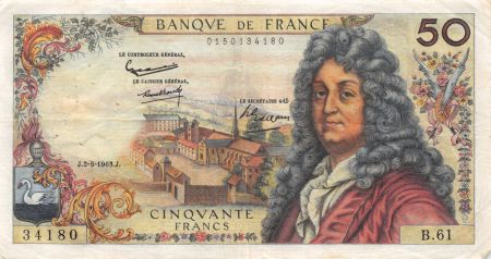 France 50 Francs Racine - 02-05-1963 Série B.61 - TTB